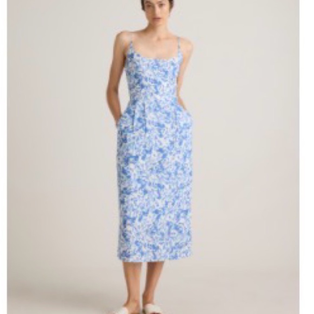 Quince European Linen Scoop Neck Midi Dress
